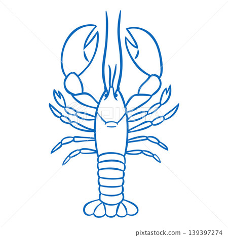 Lobster, cancer with claws blue line art vector icon, aquatic creature crayfish, underwater animal Mediterranean seafood Lobster, cancer with claws blue line art vector icon, aquatic creature crayfish, underwater animal Mediterranean seafood 139397274