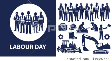 Labour Day Silhouette Elements Illustration.Vector Illustration Labour Day Silhouette Elements Illustration.Vector Illustration 139397548