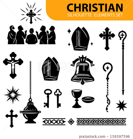 Christian Religious Silhouette Elements Bundle Christian Religious Silhouette Elements Bundle 139397596