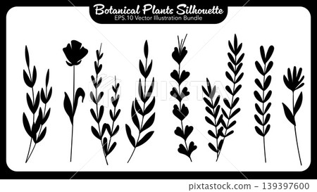 Plant and and Flower Silhouette Botanical Element Collection.Vector Illustration Plant and and Flower Silhouette Botanical Element Collection.Vector Illustration 139397600