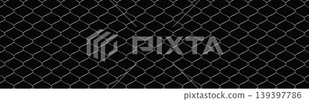 Wire net fence vector realistic background, chain link mesh pattern with metal texture, steel lattice enclosure on black Wire net fence vector realistic background, chain link mesh pattern with metal texture, steel lattice enclosure on black 139397786