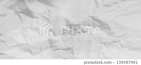 White crumpled paper texture background, vector realistic craft wrinkled paper cardboard, rough creased sheet surface 139397991