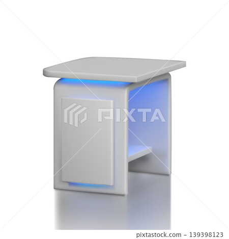 Service desk, desktop table realistic vector 3D mockup, promotional table counter, information stand led illumination Service desk, desktop table realistic vector 3D mockup, promotional table counter, information stand led illumination 139398123