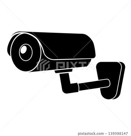 CCTV sign, surveillance video camera black silhouette vector icon, security device, safety monitoring and control system CCTV sign, surveillance video camera black silhouette vector icon, security device, safety monitoring and control system 139398147