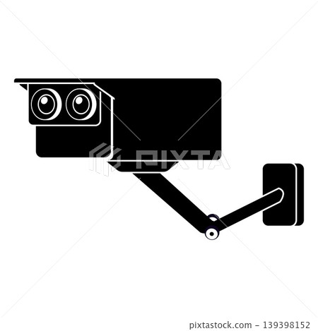 CCTV double surveillance video camera black silhouette vector icon, security device safety monitoring and control system CCTV double surveillance video camera black silhouette vector icon, security device safety monitoring and control system 139398152