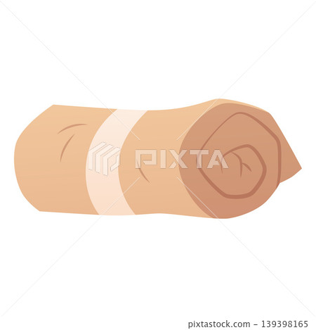 Brown towel roll flat vector icon, cartoon clean bath cotton textile for bathroom, shower or kitchen hygiene procedures 139398165