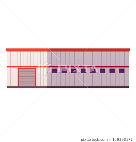 Industrial storage building, vector flat factory warehouse or storehouse facility, metal and concrete construction Industrial storage building, vector flat factory warehouse or storehouse facility, metal and concrete construction 139398171