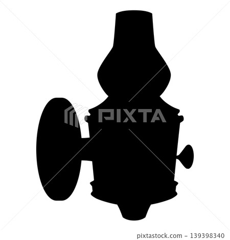 Vintage lantern with burning candle black silhouette vector icon, medieval kerosene lamp, antique wall candlestick lamp Vintage lantern with burning candle black silhouette vector icon, medieval kerosene lamp, antique wall candlestick lamp 139398340