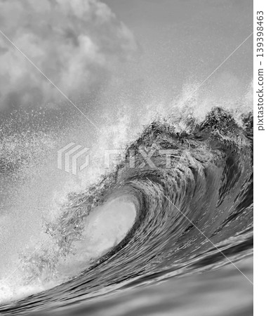 Close Perspective Revealing Textured Spray And Foam On Powerful Wave Close Perspective Revealing Textured Spray And Foam On Powerful Wave 139398463