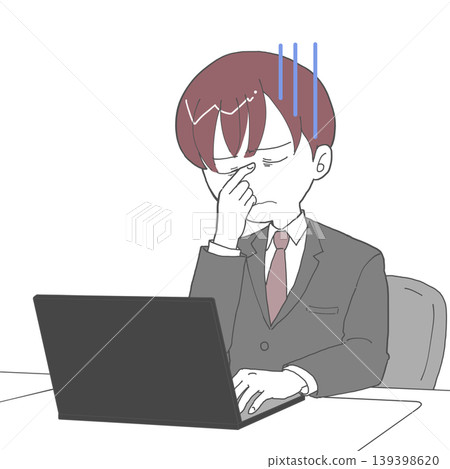 A man who is tired from desk work A man who is tired from desk work 139398620