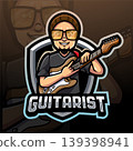 Guitar player esport mascot logo design  139398941