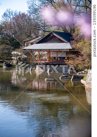 Traditional Japanese garden features emphasizing natural balance and tranquil aesthetic Traditional Japanese garden features emphasizing natural balance and tranquil aesthetic 139399196