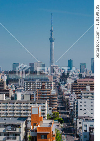A spectacular view of Tokyo's cityscape and the Tokyo Skytree from a hilltop. A spectacular view of Tokyo's cityscape and the Tokyo Skytree from a hilltop. 139399305