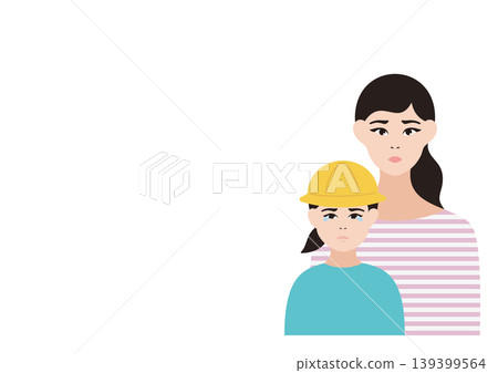 Vector illustration material of a worried mother and a crying girl in her school uniform. Vector illustration material of a worried mother and a crying girl in her school uniform. 139399564