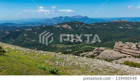 Mountain landscape of Natural Park de Sant Llorenc del Munt i l Obac 139400549