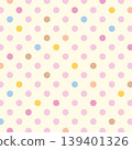 Vector illustration of colourful polka dot pattern on cream background for wallpaper, backdrop, fabric print, textile, garment, poster, postcard, print, cloth, texture, decorations, book cover design 139401326