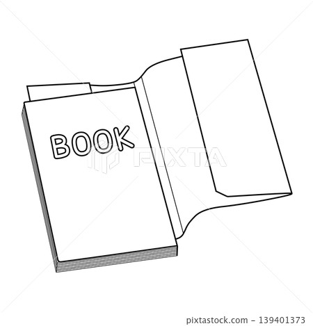Line drawing of a book with the cover removed Line drawing of a book with the cover removed 139401373