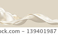 Luxury pearl color fabric flowing with silk weave texture isolated on cream background with copy space 3D render 139401987