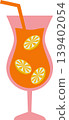 Summer Citrus Cocktail Drink with Lemon Slices in Glass Flat Illustration 139402054