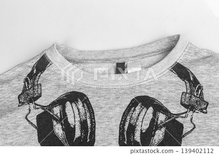 Gray long sleeved t shirt texture background Gray long sleeved t shirt texture background 139402112