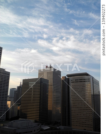 清晨,新宿西口的建築群在藍天的襯托下顯得格外醒目。 清晨,新宿西口的建築群在藍天的襯托下顯得格外醒目。 139402273