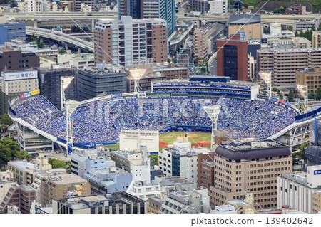 Yokohama Stadium, viewed from the Landmark Tower in Yokohama City. Yokohama Stadium, viewed from the Landmark Tower in Yokohama City. 139402642