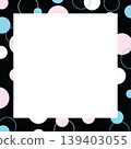 Black square frame with circle patterns for background, wallpaper, backdrop, card print, dot banner, ad template, poster, postcard, decorations, book cover design, sticky note, notepads, memo note 139403055