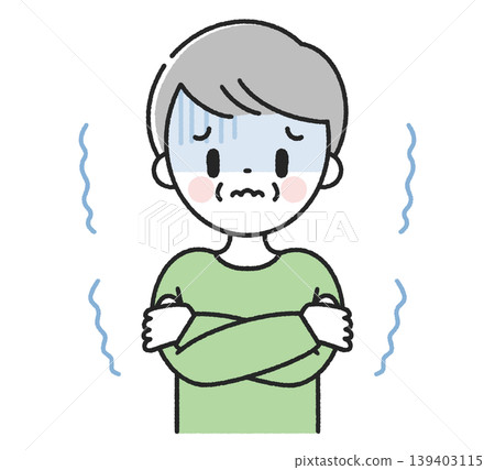 A senior man shivering from the cold A senior man shivering from the cold 139403115