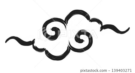 Clouds drawn with a brush_Horizontal clouds_Black border_White Clouds drawn with a brush_Horizontal clouds_Black border_White 139403271