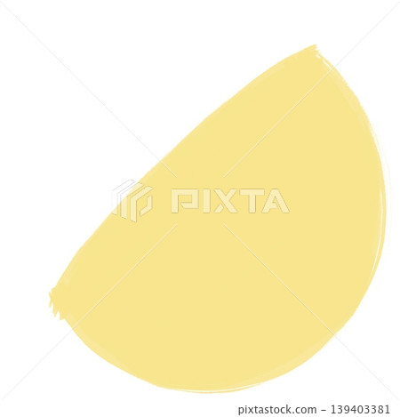 A crescent moon painted with a brush, pale yellow. 139403381