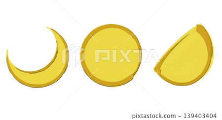 Moon painted with a brush, gold-edged, golden set 139403404