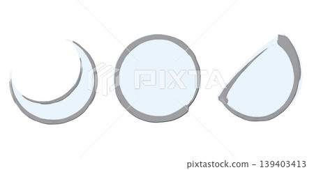 Brush-painted moon_Silver border_Moon white_Set Brush-painted moon_Silver border_Moon white_Set 139403413