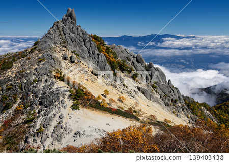 從南阿爾卑斯山脈鳳凰三山赤貫澤之魂眺望地藏岳方尖碑和奧秩父山脈。 139403438