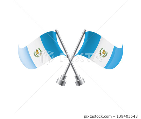 Scalable illustration capturing prideful display of Guatemalan national banners Scalable illustration capturing prideful display of Guatemalan national banners 139403548
