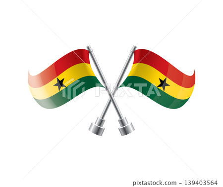 Scalable illustration capturing prideful display of Ghana national banners Scalable illustration capturing prideful display of Ghana national banners 139403564