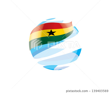 Flat of patriotic globe featuring waving Ghana flag design Flat of patriotic globe featuring waving Ghana flag design 139403569