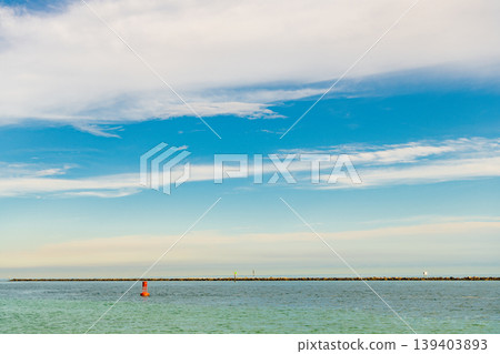 Sea horizon view. Cloudy sky and seascape at summer vacation. Skyscape with sea horizon. Calm horizon view at sea nature. Romantic summer vacation view on seascape Sea horizon view. Cloudy sky and seascape at summer vacation. Skyscape with sea horizon. Calm horizon view at sea nature. Romantic summer vacation view on seascape 139403893