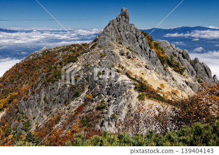 Autumn colors of the Southern Alps, the Houou Sanzan mountain range, the Jizodake obelisk, and the Okuchichibu mountain range Autumn colors of the Southern Alps, the Houou Sanzan mountain range, the Jizodake obelisk, and the Okuchichibu mountain range 139404143