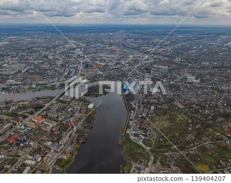 Panoramic View of Vinnytsia City with Southern Bug River, Bridge and City Center Panoramic View of Vinnytsia City with Southern Bug River, Bridge and City Center 139404207