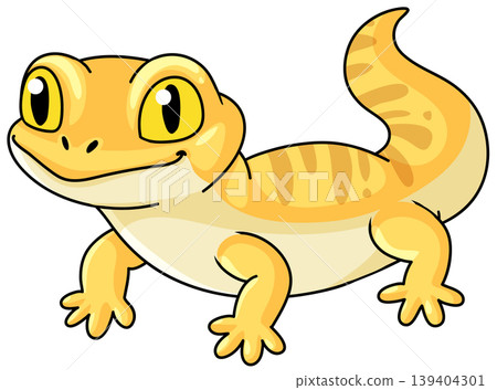 Cute Yellow Leopard Gecko Vector Illustration Isolated on White Background Cute Yellow Leopard Gecko Vector Illustration Isolated on White Background 139404301