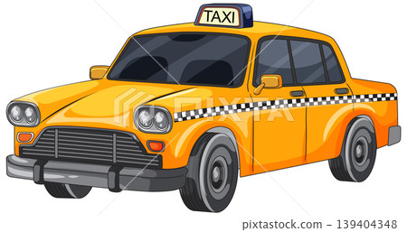 Yellow City Taxi Cab Cartoon Vector Illustration 139404348