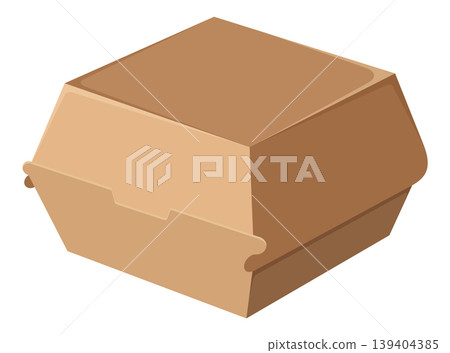 Closed Brown Cardboard Burger Box Vector Illustration on White Background Closed Brown Cardboard Burger Box Vector Illustration on White Background 139404385