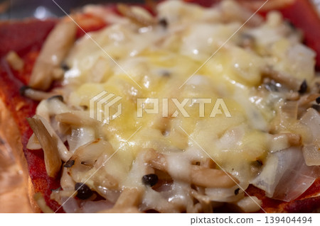 Image of freshly baked pizza toast Image of freshly baked pizza toast 139404494