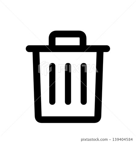 Line art icon of a trash can with a lid 139404584