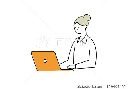 一位女士正在使用筆記型電腦。 一位女士正在使用筆記型電腦。 139405431