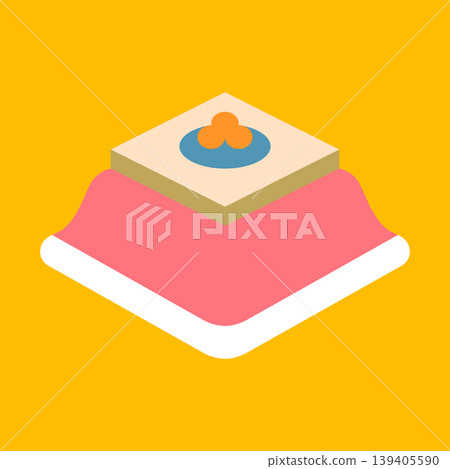 一個簡單的暖桌(kotatsu)圖示。 一個簡單的暖桌(kotatsu)圖示。 139405590
