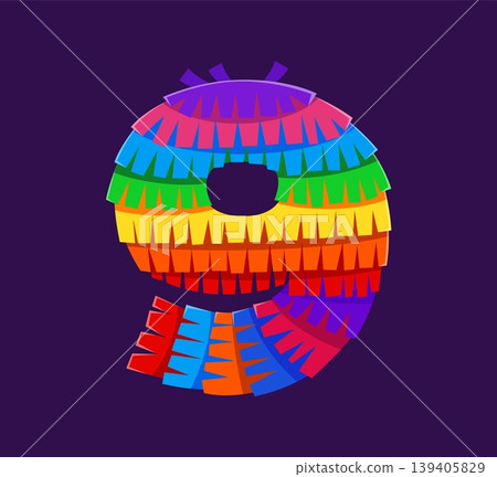 Mexican pinata font number 9 nine, rainbow English alphabet typeface, ABC cartoon type. Festival paper type number, Mexican rainbow typeface vector digit. Mexico carnival pinata font figure Mexican pinata font number 9 nine, rainbow English alphabet typeface, ABC cartoon type. Festival paper type number, Mexican rainbow typeface vector digit. Mexico carnival pinata font figure 139405829