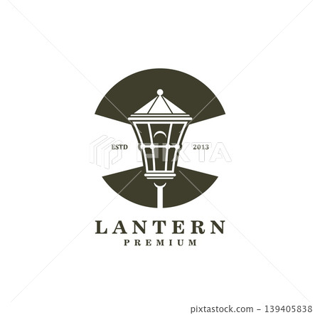 Street light lamppost icon, luxury symbol. City old lamppost restaurant vector emblem, vintage street light sign. Victorian era streetlamp company icon with monochrome lantern and premium typography Street light lamppost icon, luxury symbol. City old lamppost restaurant vector emblem, vintage street light sign. Victorian era streetlamp company icon with monochrome lantern and premium typography 139405838