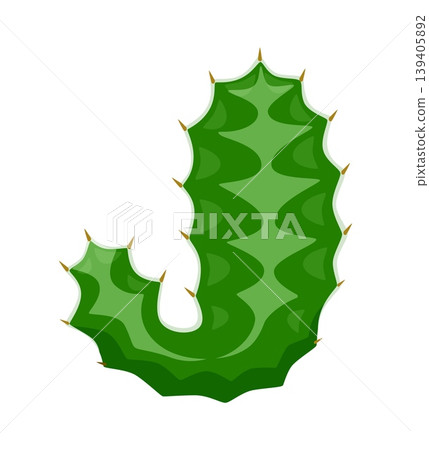 Cacti Mexican plant, cactus font cartoon letter J. Plant leaf font element, Mexican succulent typeset vector symbol. Prickly cacti kids ABC type letter or desert cactus typeface sign Cacti Mexican plant, cactus font cartoon letter J. Plant leaf font element, Mexican succulent typeset vector symbol. Prickly cacti kids ABC type letter or desert cactus typeface sign 139405892