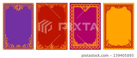 Mexican papel picado frames, hispanic fiesta and holiday festival invitation borders. Vector Mexico paper art frame pattern with flowers, cactus and mexican folk ornaments, guitars and tequila bottles Mexican papel picado frames, hispanic fiesta and holiday festival invitation borders. Vector Mexico paper art frame pattern with flowers, cactus and mexican folk ornaments, guitars and tequila bottles 139405893